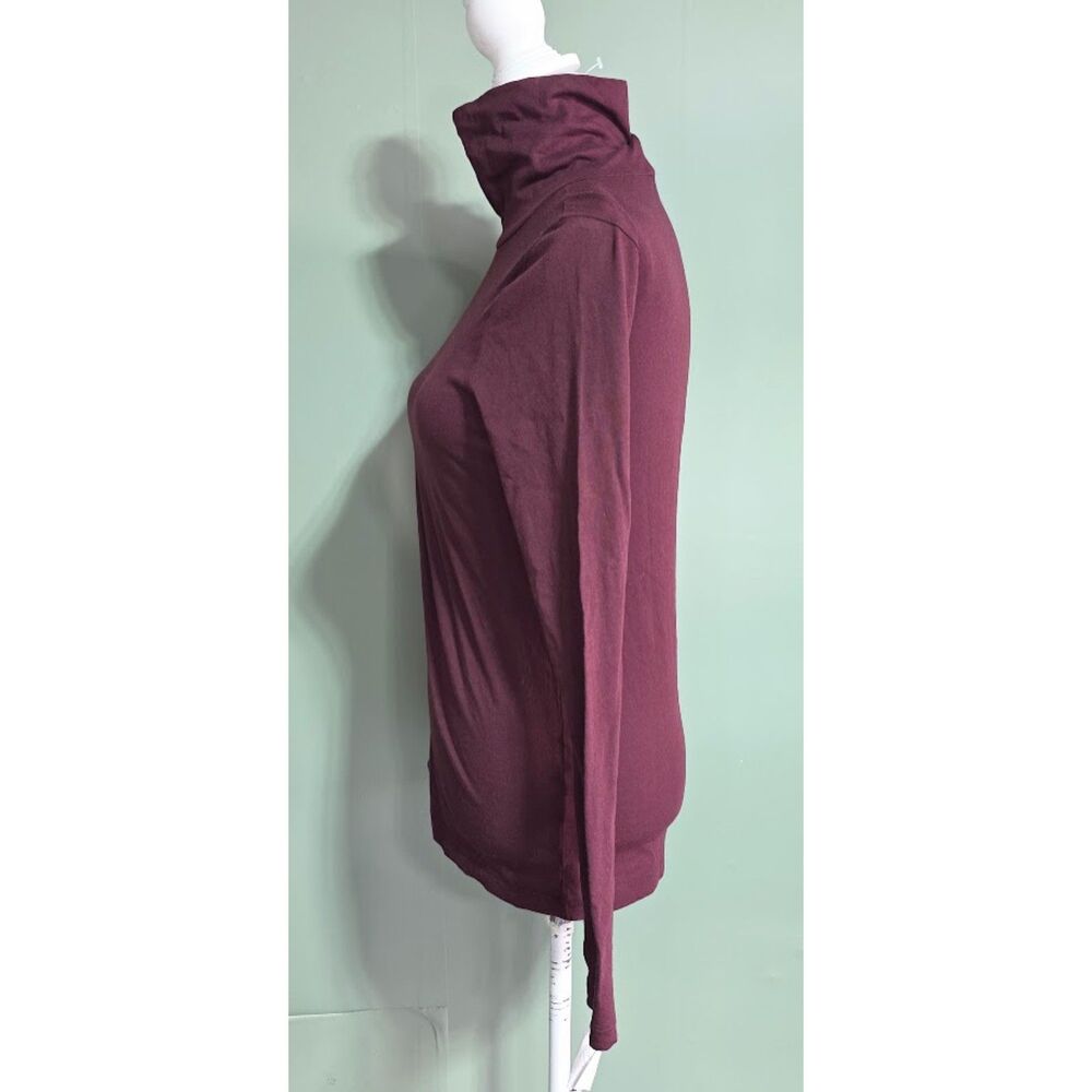 J. Crew Lyocell Long Side Slit Turtleneck Top Red Size Small NWOT - Picture 2 of 5